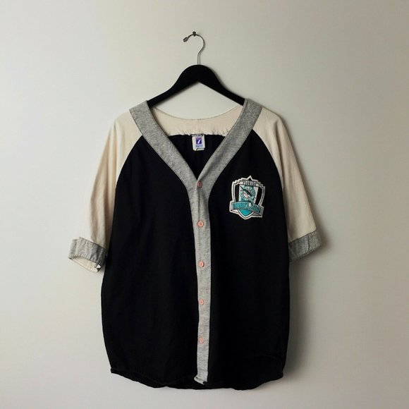 VINTAGE 90s Florida Marlins Jersey Logo 7 USA Shrit Baseball Sport  Black Large - Picture 1 of 8